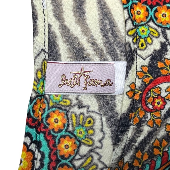 Luli Fama South Beach Mini Dress Swim Coverup Jungle Paisley Zebra Size Small - Picture 6 of 9